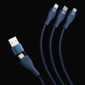Baseus Universal Flash Series 3-in-1 Fast Charging Data Cable (USB-A to Micro + Lightning + Type-C) 100W, 1.2m Blue (CASS030103)