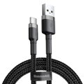 Baseus Type-C Cafule Cable 3A 1m Gray + Black (CATKLF-BG1)