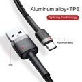 Baseus Type-C Cafule Cable 3A 1m Gray + Black (CATKLF-BG1)