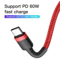Baseus Type-C - Type-C Cafule Cable PD 2.0, QC 3.0, 60W, 3A, 1m, Red (CATKLF-G09)