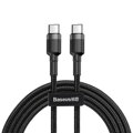 Baseus Type-C - Type-C Cafule Cable PD 2.0 60W, 3A, 2m, Black/ Gray (CATKLF-HG1)