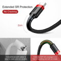 Baseus Type-C Cafule cable 2A, 3m Red/Black (CATKLF-U91)