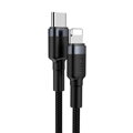 Baseus Type-C - Lightning Cafule Cable Durable Nylon Braided QC3.0 18W 1m Black/Gray (CATLKLF-G1)