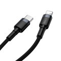 Baseus Type-C - Lightning Cafule Cable Durable Nylon Braided QC3.0 18W 1m Black/Gray (CATLKLF-G1)