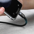 Baseus Type-C - Lightning Cafule Cable Durable Nylon Braided QC3.0 18W 1m Black/Gray (CATLKLF-G1)