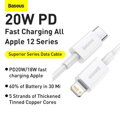 Baseus Type-C - Lightning Superior Series fast charging data cable PD 20W 1m White (CATLYS-A02)
