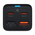 Baseus Travel Charger GaN3 Pro Quick wall charger C+C+U, PD3.0, QC4.0 +, AFC, FCP, SCP, PPS, MTK, (with Type C - Type C cable 1m) 65W, Black EU (CCGP040101)