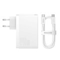 Baseus Travel Charger GaN5 Pro Fast wall charger, C+C+U, 140W White EU (CCGP100202)