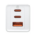 Baseus Travel Charger GaN5 Pro Fast wall charger, C+C+U, QC, AFC, PD 65W with Type-C to Type-C (100W) 1m, White EU (CCGP120202)