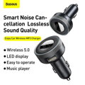 Baseus Car Charger Bluetooth FM Transmitter Enjoy Car with LED display Wireless U+U+3,5mm audio+TF MP3 Charger BT 5.0, 3.4A Black (CCLH-01)