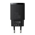 Baseus Travel Charger Compact Quick Charger U+C 20W EU Black (CCXJ-B01)