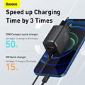 Baseus Travel Charger Compact Quick Charger U+C 20W EU Black (CCXJ-B01)
