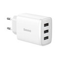 Baseus Travel Charger Compact wall Charger U+U+U, 17W EU White (CCXJ020102) - ONLY BOX DAMAGE