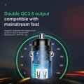 Baseus Car Charger Square metal A + A 30W Dual QC3.0 (SCP.AFC) Black (CCALL-DS01)