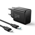 Joyroom Travel Charger Type-C, PD 20W with Type-C to Lightning cable, 1m, Black (JR-TCF06)