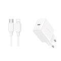Joyroom Travel Charger Type-C. PD 20W, QC 3.0, with Type-C to Type-C cable (1m), White (JR-TCF20)