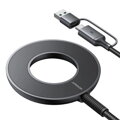 Joyroom Wireless Charger 2-in-1 Qi+Type-C/USB, 1.5m, 15W, Black (JR-WQM03)