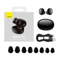 Baseus Earphone Bluetooth Bowie E2 BT 5.2, TWS AV Synchronization, Low Latency, IP55, Black (NGTW090001)