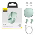 Baseus Earphone Bluetooth Encok WM01, Upgraded Version with Voice Assitant Support (Google, Siri), BT 5.3, TWS, Green EU (NGTW240006)