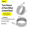 Baseus Lightning Simple Wisdom cable (2pcs/set) 2.4A 1.5m White (TZCALZJ-02)