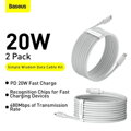 Baseus Lightning Simple Wisdom cable (2pcs/set) PD 20W 5A 1.5m White (TZCATLZJ-02)
