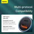 Baseus Car Charger Golden Contactor Pro Dual Quick Charger U+C, PD 3.0, QC 4+, SCP FCP AFC (with Type-C - Lightning 1m Blue) 40W blue (TZCCJD-03)