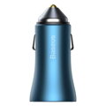 Baseus Car Charger Golden Contactor Pro Dual Quick Charger U+C, PD 3.0, QC 4+, SCP FCP AFC (with Type-C - Lightning 1m Blue) 40W blue (TZCCJD-03)