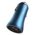 Baseus Car Charger Golden Contactor Pro Dual Quick Charger U+C, PD 3.0, QC 4+, SCP FCP AFC (with Type-C - Lightning 1m Blue) 40W blue (TZCCJD-03)