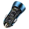 Baseus Car Charger Golden Contactor Pro Dual Quick Charger U+C, PD 3.0, QC 4+, SCP FCP AFC (with Type-C - Lightning 1m Blue) 40W blue (TZCCJD-03)