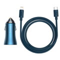 Baseus Car Charger Golden Contactor Pro Dual Quick Charger U+C, PD 3.0, QC 4+, SCP FCP AFC (with Type-C - Lightning 1m Blue) 40W blue (TZCCJD-03)