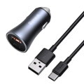 Baseus Car Charger Golden Contactor Pro Dual Quick Charger U+C, PD 3.0, QC 4+, SCP FCP AFC (with USB - Type C 1m cable) Gray (TZCCJD-0G)