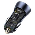 Baseus Car Charger Golden Contactor Pro Dual Quick Charger U+C, PD 3.0, QC 4+, SCP FCP AFC (with USB - Type C 1m cable) Gray (TZCCJD-0G)