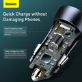 Baseus Car Charger Golden Contactor Pro Dual Quick Charger U+C, PD 3.0, QC 4+, SCP FCP AFC (with USB - Type C 1m cable) Gray (TZCCJD-0G)