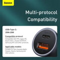 Baseus Car Charger Golden Contactor Pro Dual Quick Charger U+C, PD 3.0, QC 4+, SCP FCP AFC (With Type-C - Lightning 1m Black) 40W Dark Gray (TZCCJD-B0G)