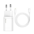 Baseus Travel Charger set Super Si 1C QC (With Simple Wisdom Cable Type-C to Lightning 1m) 20W EU White (TZCCSUP-B02)