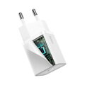 Baseus Travel Charger set Super Si 1C QC (With Simple Wisdom Cable Type-C to Lightning 1m) 20W EU White (TZCCSUP-B02)