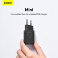 Baseus Travel Charger set Super Si 1C QC (With Mini Black Cable Type-C to Type-C 3A 1m) 25W EU Black (TZCCSUP-L01)