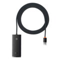 Baseus HUB Lite Series 4-in-1 adapter (USB-A to 4xUSB-A 3.0 5Gb/s) cable 2m, Black (WKQX030201)
