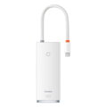Baseus HUB Lite Series 5-in-1 Multifunctional (Type-C to 2x USB 3.0 / PD Type-C / HDMI 1.4 / SD/TF) White (WKQX050102)