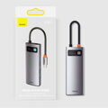 Baseus HUB Metal Glam Series 5-in-1 (3xUSB-A 3.0, Type-C male, Type-C female, HDMI-A), Gray EU (WKWG020013)