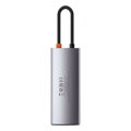 Baseus HUB Metal Glam Series 5-in-1 (3xUSB-A 3.0, Type-C male, Type-C female, HDMI-A), Gray EU (WKWG020013)