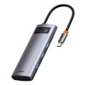 Baseus HUB Metal Glam Series 5-in-1 (3xUSB-A 3.0, Type-C male, Type-C female, HDMI-A), Gray EU (WKWG020013)
