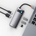 Baseus HUB Metal Glam Series 5-in-1 (3xUSB-A 3.0, Type-C male, Type-C female, HDMI-A), Gray EU (WKWG020013)