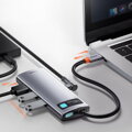 Baseus HUB Metal Glam Series 5-in-1 (3xUSB-A 3.0, Type-C male, Type-C female, HDMI-A), Gray EU (WKWG020013)
