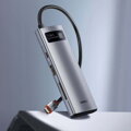 Baseus HUB Metal Gleam series 7-in-1 Multifunctional (Type-C to 2x USB 3.0, PD 100W / HDMI 4K 30Hz / RJ45 1Gbps, Type-C basic) Gray (WKWG020113)
