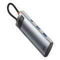 Baseus HUB Metal Gleam series 7-in-1 Multifunctional (Type-C to 2x USB 3.0, PD 100W / HDMI 4K 30Hz / RJ45 1Gbps, Type-C basic) Gray (WKWG020113)