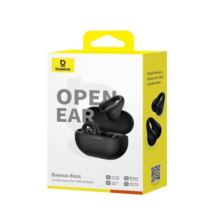 Baseus Earphone Bluetooth Bass 15 Clip Wireless Headphones, BT 5.4, Black EU (A00079500113-00)