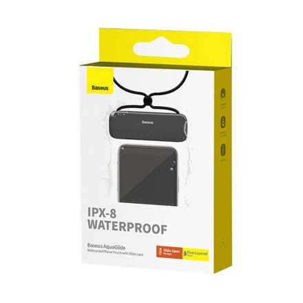 Baseus AquaGlide Universal Waterproof Case IPX8 up to 7.2 inch Phone, Black/ Transparent (BS-PC029)