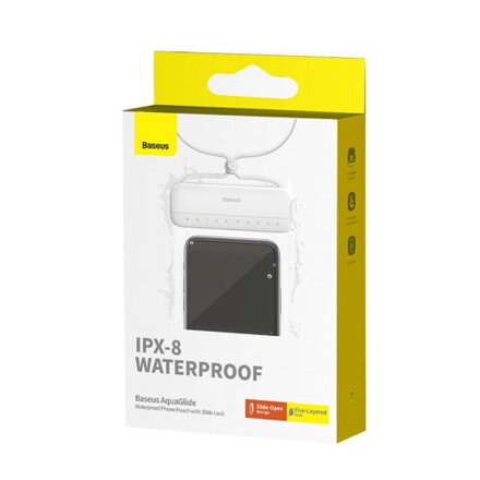 Baseus AquaGlide Universal Waterproof Case IPX8 up to 7.2 inch Phone, White/ Transparent (BS-PC029)