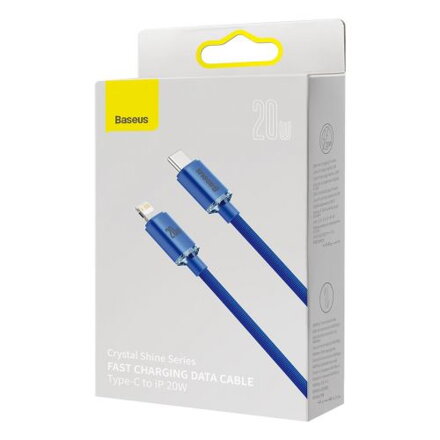 Baseus Type-C - Lightning cable, Crystal Shine Series Fast Charging Data Cable 20W 2m Blue (CAJY000303)